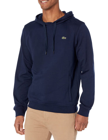 Lacoste Mens Pullover Hooded Fleece Sweatshirt, Navy Blue/Navy Blue, Large US