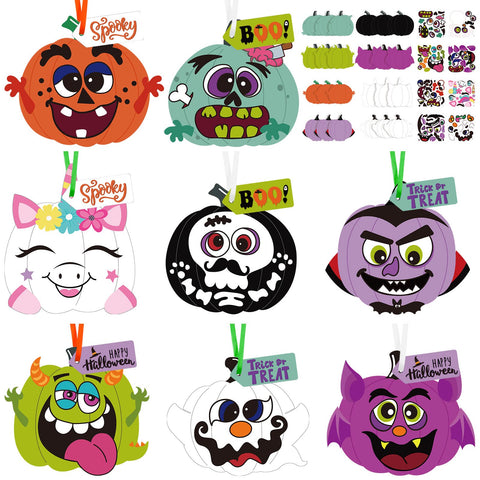 24 Pcs Halloween Crafts for Kids Pumpkin Craft Stickers Ghost Skull Pumpkin Crafts for Kids Halloween Party Crafts DIY Decoration