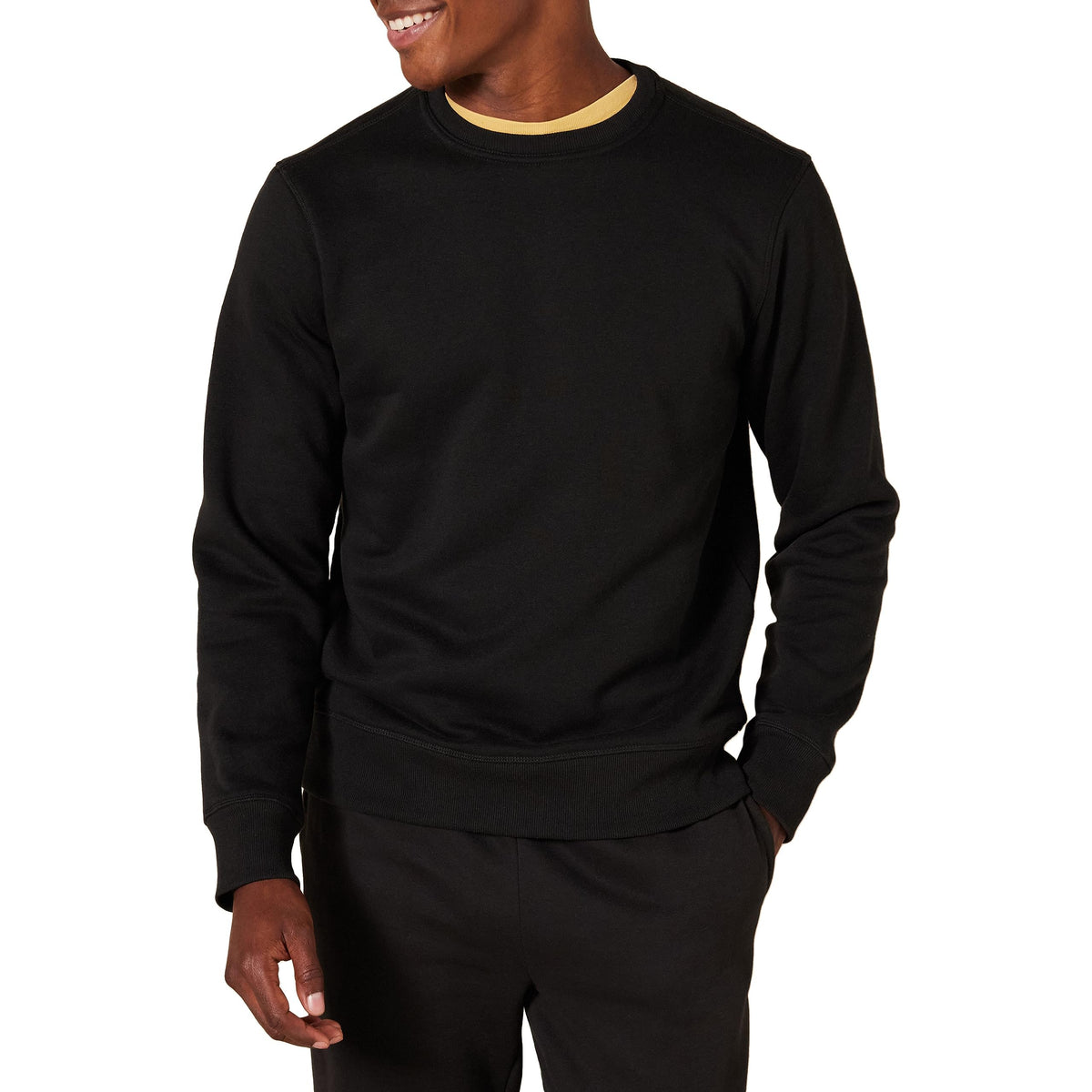 Amazon Essentials Men's Fleece Crew Neck Sweatshirt (Available in Big & Tall), Black, L