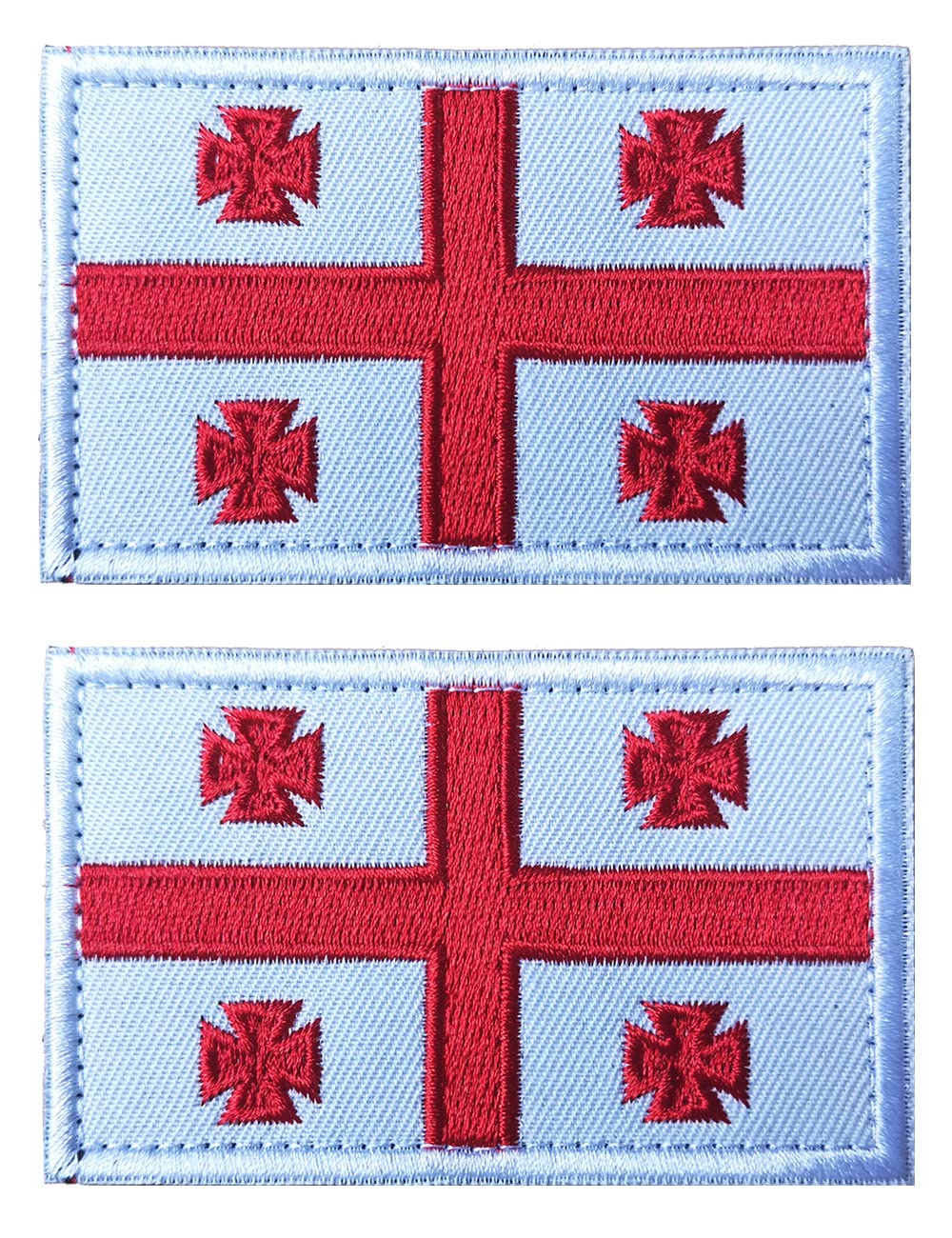 2 PCS AliPlus Georgia Flag Patches Embroidered Tactical Military Morale Patch Applique Fastener Hook and Loop