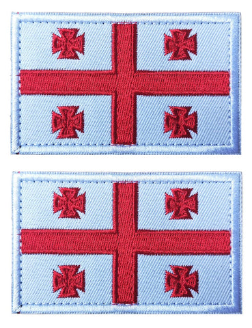 2 PCS AliPlus Georgia Flag Patches Embroidered Tactical Military Morale Patch Applique Fastener Hook and Loop