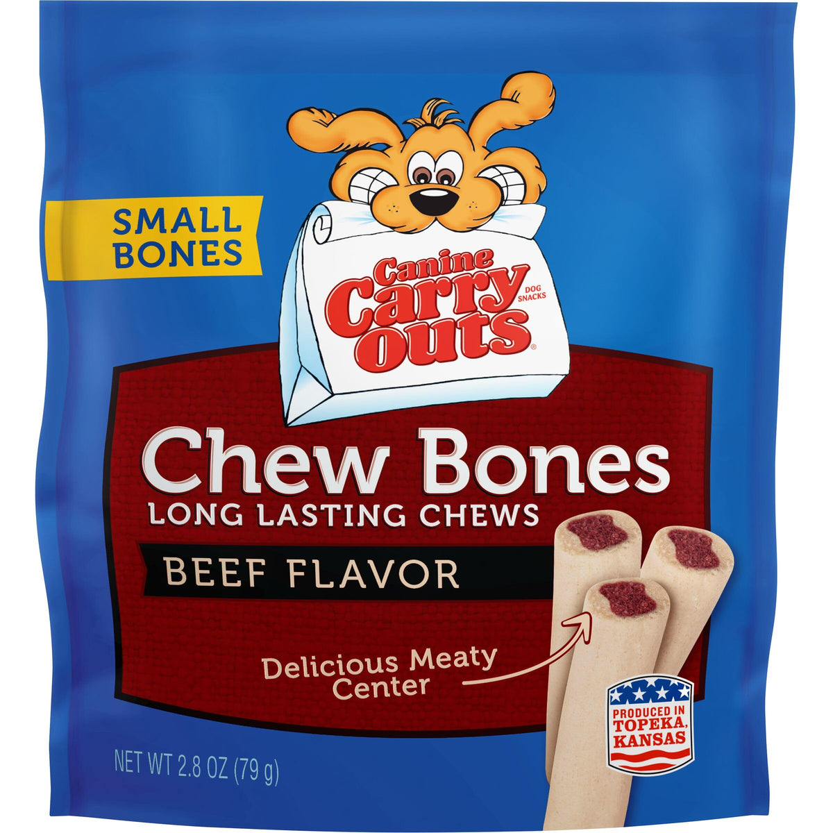 Canine Carry Outs Chew Bones Beef Flavor Long Lasting Dog Snacks, 2.8 Ounce (Pack of 12)