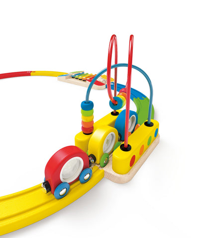 Hape E3815 Rainbow Sights & Sounds Toddler Wooden Railway, Multicolor