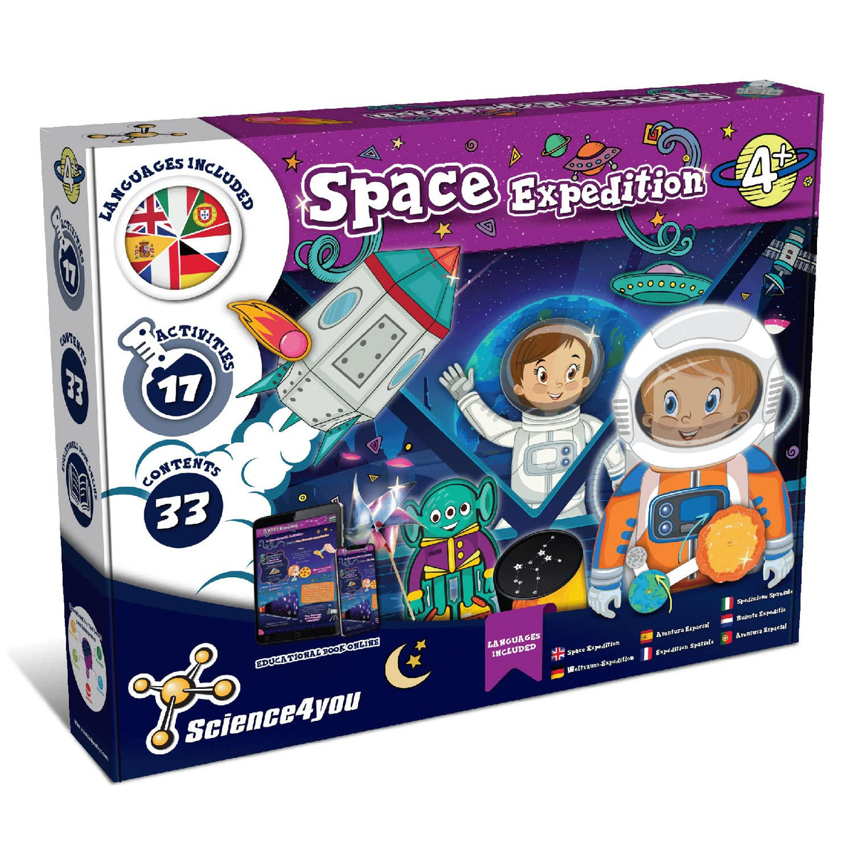 Science4you Space Lab Adventure for Kids Age 4+ Years - Crafts Set, 17 Activities: Solar System Model, Space Torch for Kids, Model Rocket - Fun Astronomy Gifts, Stem Toys for Girls & Boys Age 4 5 6 7+