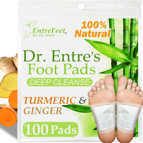 Turmeric & Ginger Detox Foot Patches, 100 Pack: Detox Foot Pads, Deep Cleansing to Remove Toxins & Sleep Better, Foot Detox Patches