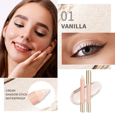 Oulac Glitter Eye Shadow Pencil - Waterproof Eye Shadow Stick Smooth and Long Lasting, Shimmering Glitter Finish, Blendable Eyes Makeup, Vegan & Cruelty-Free 3.8g, (01) Vanilla