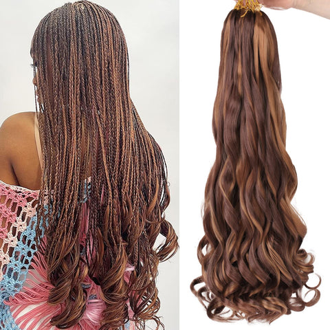 Unionbeauty French Curly Braiding Hair 22 Inch French Curl Crochet Braids 8 Packs Pre Stretched Bouncy Loose Wave Braiding Hair French Curl Braiding Hair Extensions for Black Women M30/33#