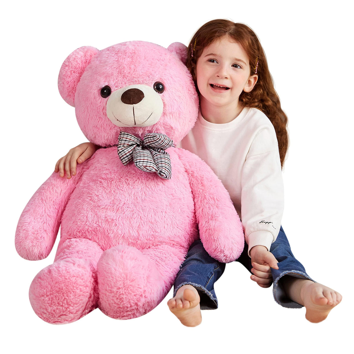 EARTHSOUND Giant Teddy Bear Stuffed Animal,Large Plush Toy Big Soft Toys,Huge Life Size Jumbo Cute Fat Animals,Gifts for Kids (78cm, Pink)