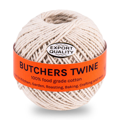 Cotton Butcher's Twine - 12 Ply Kitchen Cooking Twine for Meat Trussing, Roasting,Bread Baking, Kitchen String,Barbecue,Sausage Making Crafting DIY Projects Gardening 80m Thread Food Safe Durable