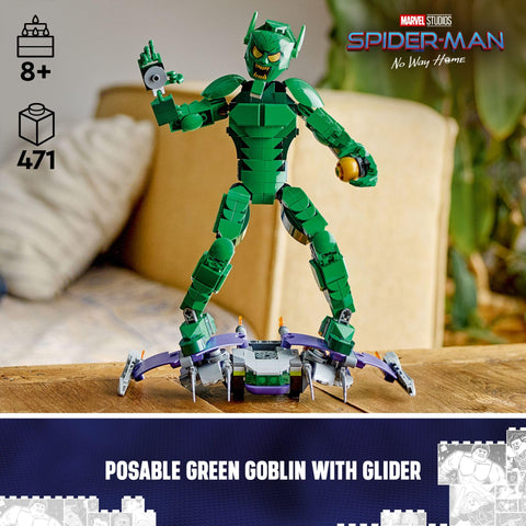 LEGO Marvel Green Goblin Construction Figure Building Toy, Kidsâ€™ Posable Marvel Villain Action Figure with Glider and Pumpkin Bombs, Gift for Boys and Girls Aged 8 and Up, 76284