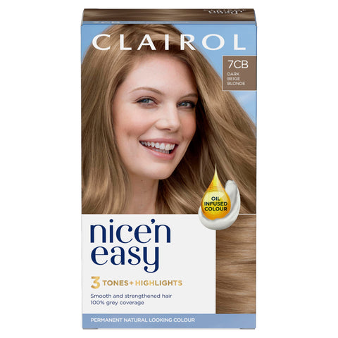 Clairol Nice'n Easy CrÃƒÆ’Ã†â€™Ãƒâ€šÃ‚Â¨me, Natural Looking Oil Infused Permanent Hair Dye, 7CB Cool Beige Blonde, New Name Same Shade