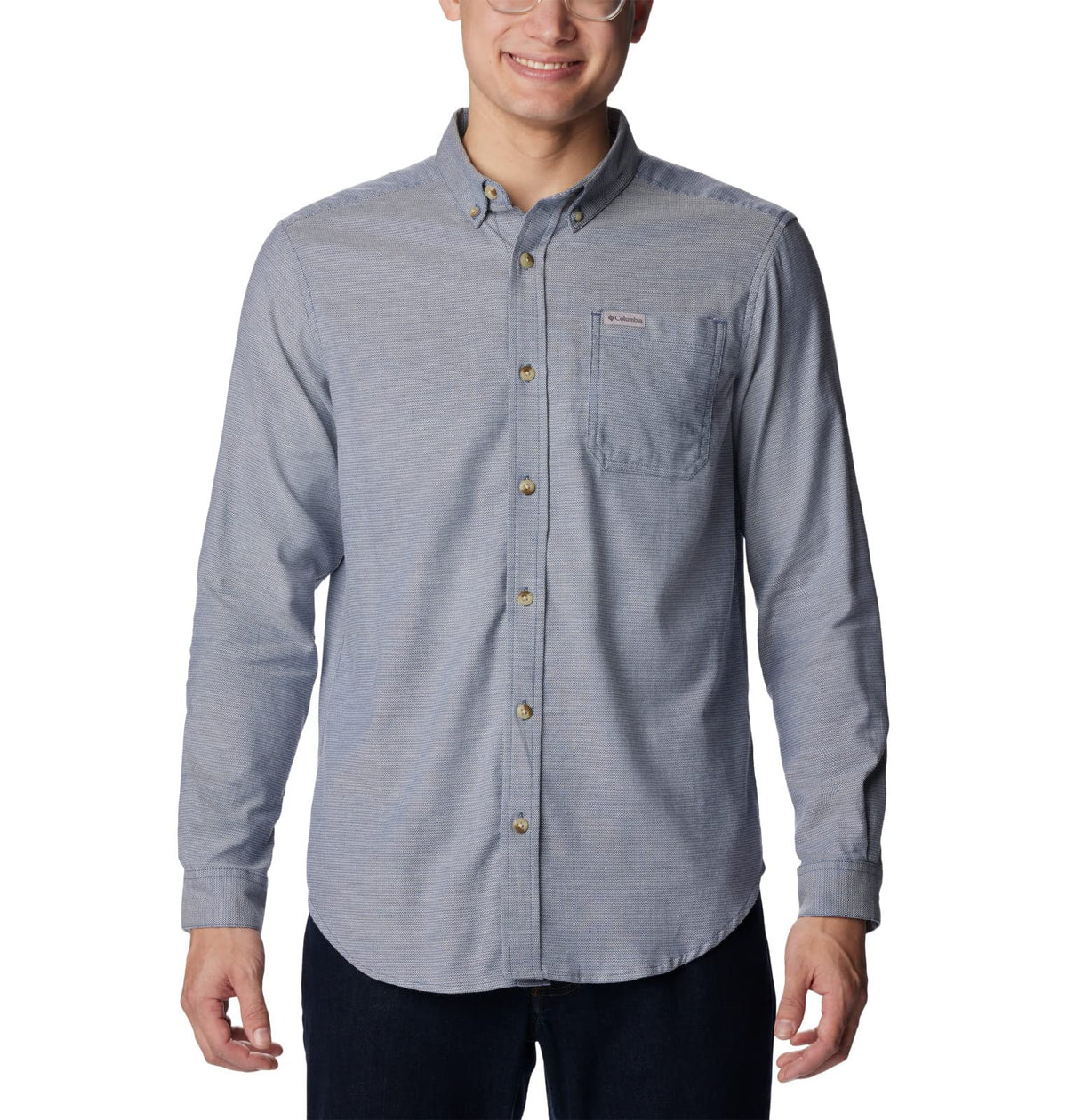 Columbia Men's Rapid Rivers II Long Sleeve Shirt, Dark Mountain Oxford, Large