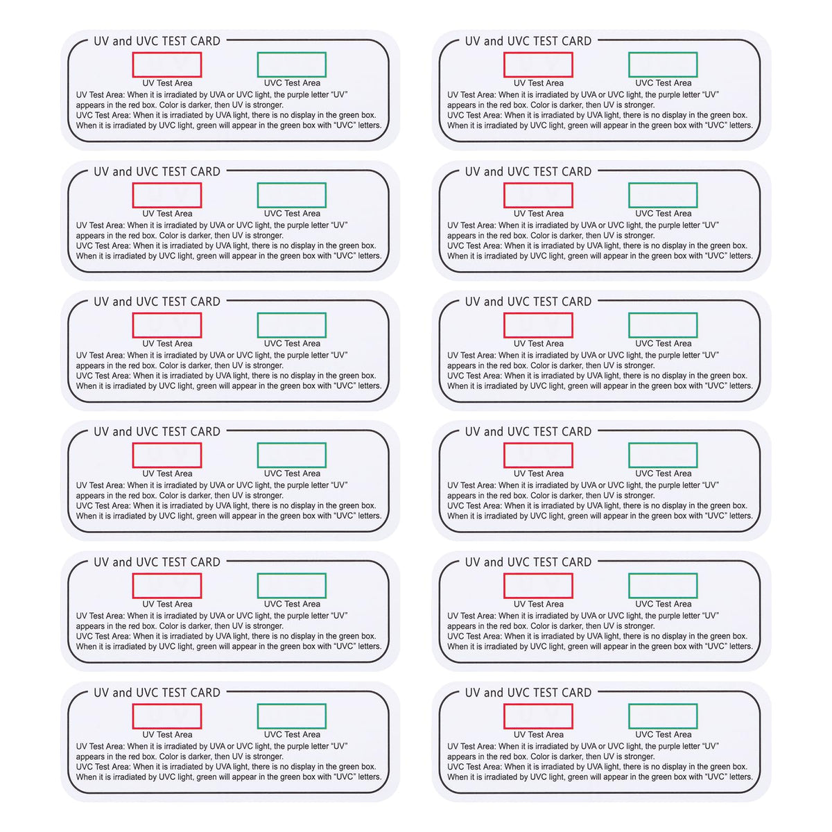 ULTECHNOVO UVC Light Test Card, UV Intensity Test Card | 3-in-1 UV Test Card | UVA & UVC Light Identifying Card | UV Bulb & LED Intensity Reading Card | UV Dosage Indicator Card