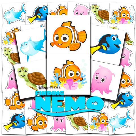 Disney Finding Nemo Tattoos Party Favors Bundle ~ 72 Perforated Individual 2" x 2" Finding Dory Temporary Tattoos for Kids Boys Girls (Finding Nemo Party Supplies)