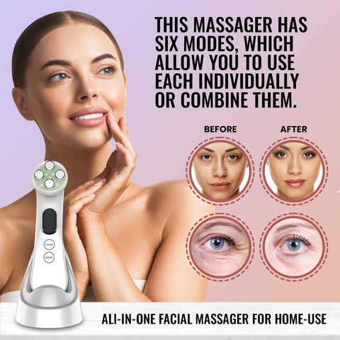 Facial Massager for Skincare, Blemishes and Wrinkles | Rejuvenation Massager for Women to Massage and Nourish | Brightening and Soothing Skincare | Portable White