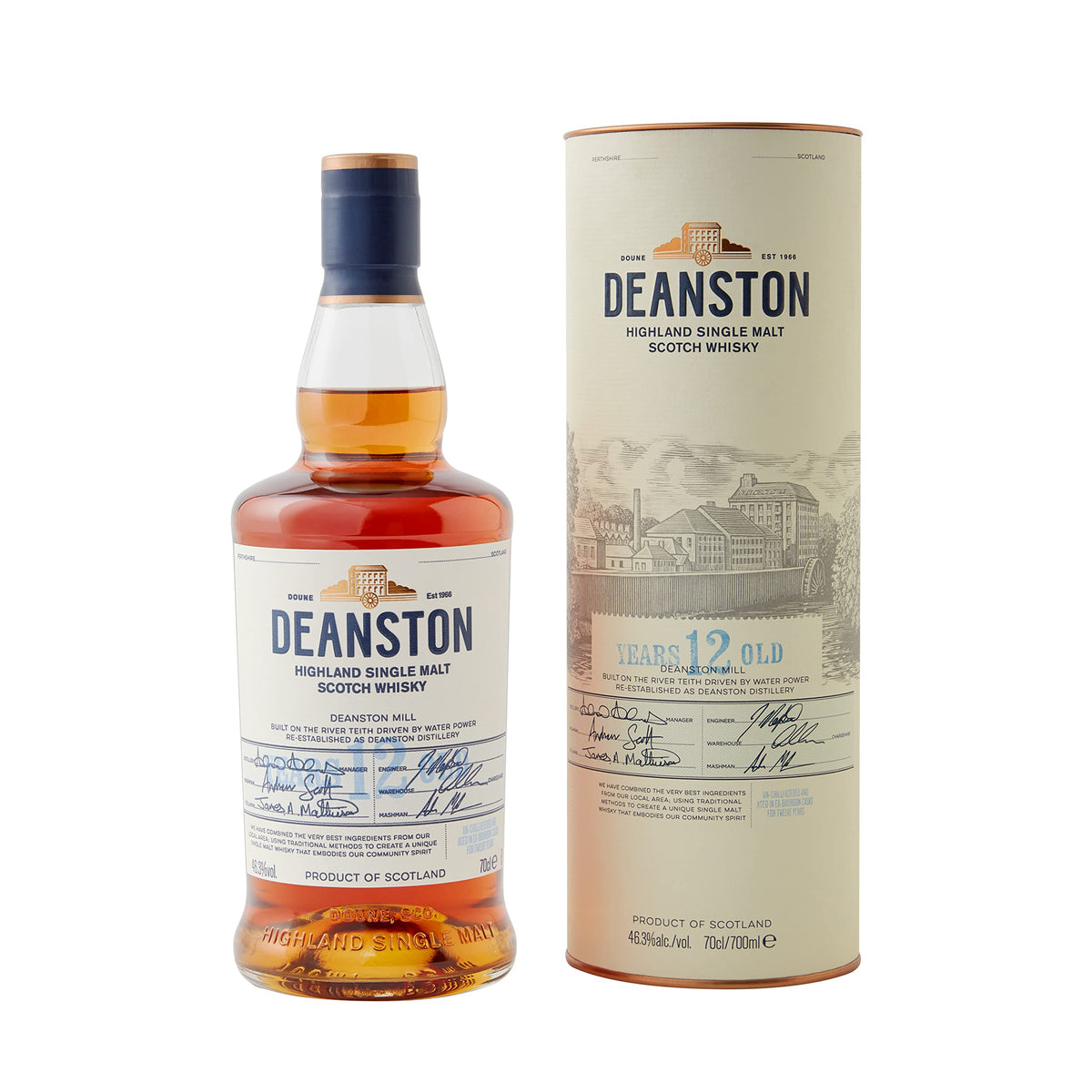 Deanston 12 Year Old Highland Single Malt Scotch Whisky, 70 cl