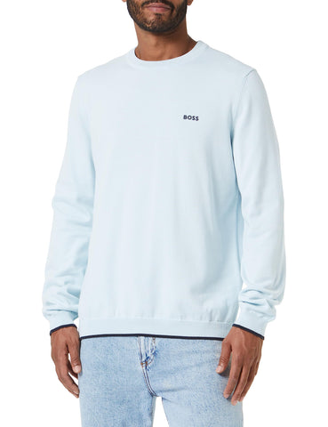 BOSS Men's Rallo Knitted Sweater, Open Blue, X-Small