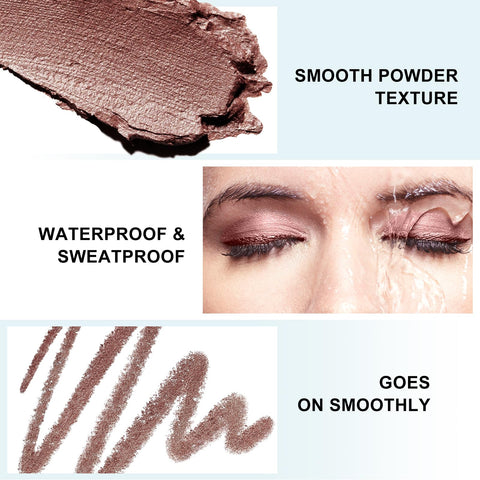 Boobeen Eyeshadow Stick Crayon Glitter Eyeshadow Pencil, Eye Brightener Stick, Waterproof Shimmer Cream Eyeshadow Pen Create Long Lasting Eye Shadow Makeup