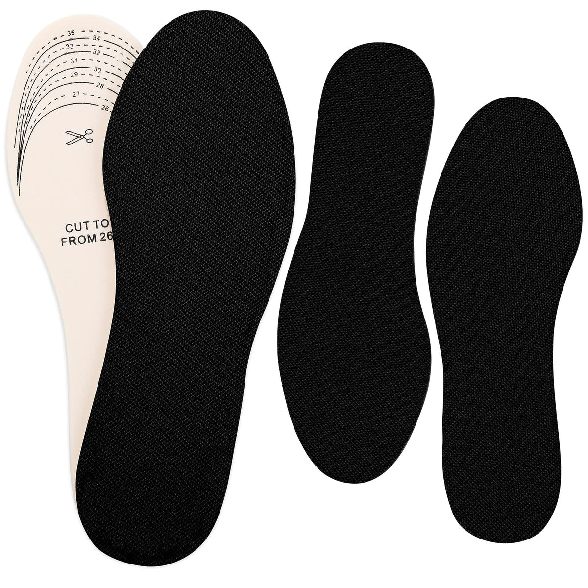 2 Pairs Kids Insoles Shoe Insoles Women Toddler Shoe Filler Children Memory Sponge Insoles Breathable Latex Shoe Inserts, Cutting Size Soft Washable Replacement Insole for Spring Summer (Black)