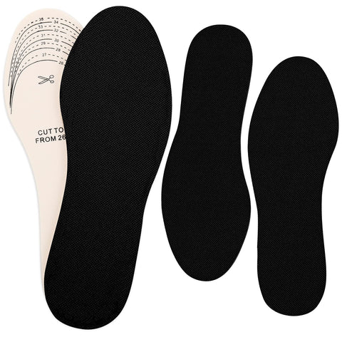 2 Pairs Kids Insoles Shoe Insoles Women Toddler Shoe Filler Children Memory Sponge Insoles Breathable Latex Shoe Inserts, Cutting Size Soft Washable Replacement Insole for Spring Summer (Black)