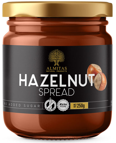 Keto & Vegan Hazelnut Chocolate Spread (250g) May Need to be Heated to be Spreadable, Keto Snack with 1.1g Net Carb