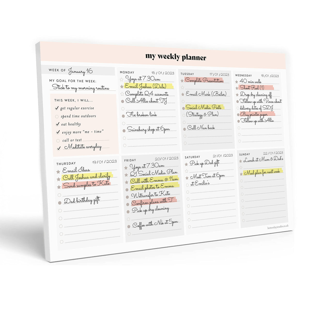 My Weekly Planner Pad, A4 Planner for Organisation, Undated 52 Weeks Planner, Weekly Planner A4 Notepad for Scheduling & Productivity, Weekly Desk Planner for Professionals & Student Planner