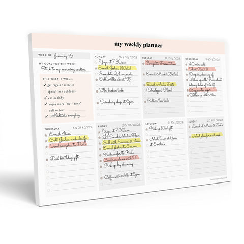 My Weekly Planner Pad, A4 Planner for Organisation, Undated 52 Weeks Planner, Weekly Planner A4 Notepad for Scheduling & Productivity, Weekly Desk Planner for Professionals & Student Planner
