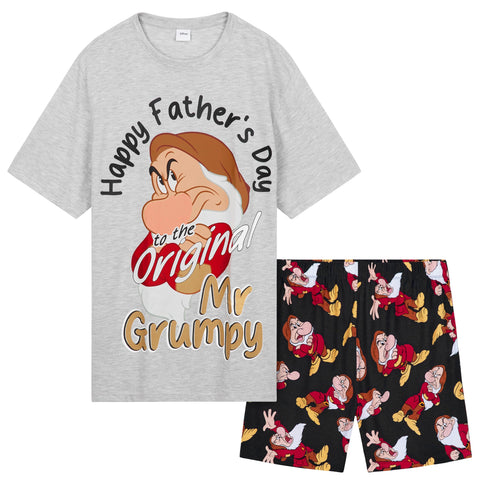 Disney Mens Short Pyjamas Set, Soft Breathable Lounge Wear - Gifts for Dads (Grey/Black, 3XL)
