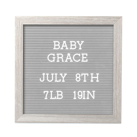 Pearhead 25.4 cm x 25.4 cm Letterboard, Nursery Message Board, Milestone or Baby Announcement Sign, Hospital Birth Sign, Baby Girl or Baby Boy Gift, Light Gray