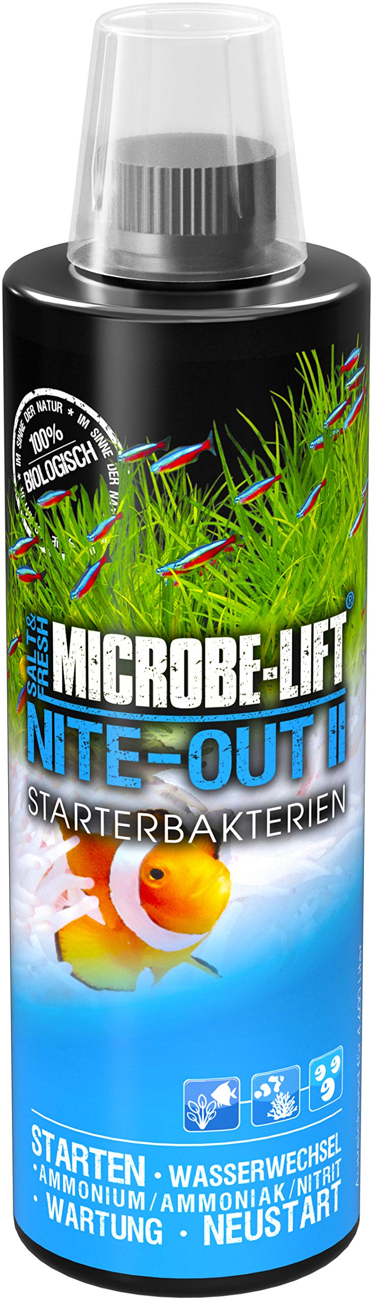 MICROBE-LIFTÂ® - Nite-Out II | Highly active starter bacteria for any marine and freshwater aquarium. For fast & safe fish stocking. 100% biological. | Contents: 473 ml