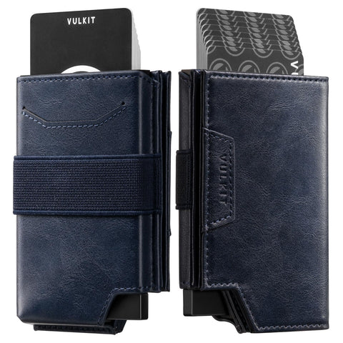 VULKIT Card Holder With Money Band, Minimalist Wallet For Men Pop Up Card Wallet RFID Blocking, Holds 11 Cards and Cash Navy