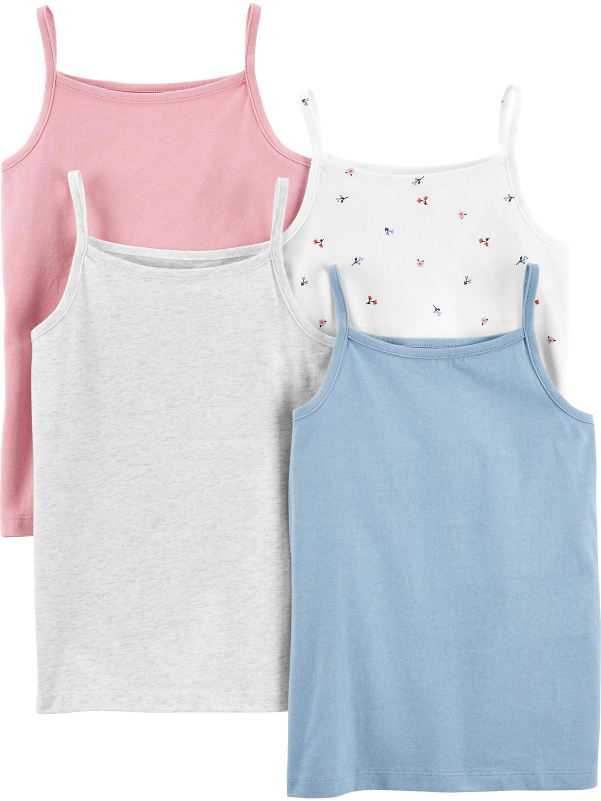 Simple Joys by Carter's Girls' Tank Tops, Pack of 4 Shirt, Pink/Blue Heather, 5-6 Years