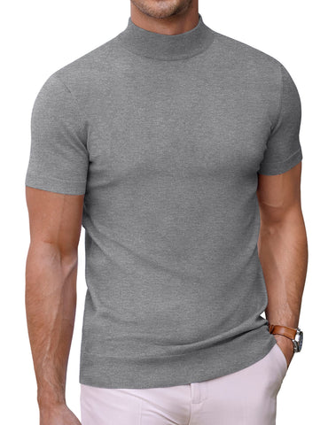 COOFANDY Mens Mock Turtleneck Knitted Pullover Sweater Casual Slim Fit Underwear Tops Grey XX-Large