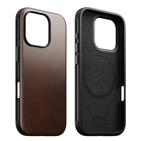 NOMAD - Modern Leather Case - iPhone 16 Pro Max | Rustic Brown | Horween