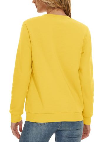 TACVASEN Womens Sweatshirts Long Sleeve Thick Fleece Sweatshirt Ladies Winter Pullover Tops Yellow