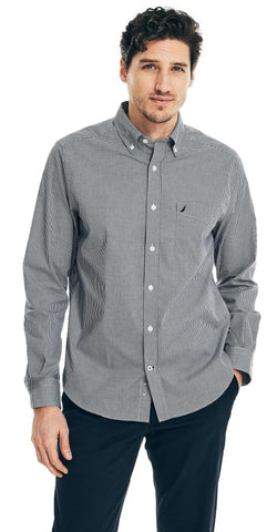NAUTICA Mens Classic Button-down-shirts, J Navy Checkered., Large US