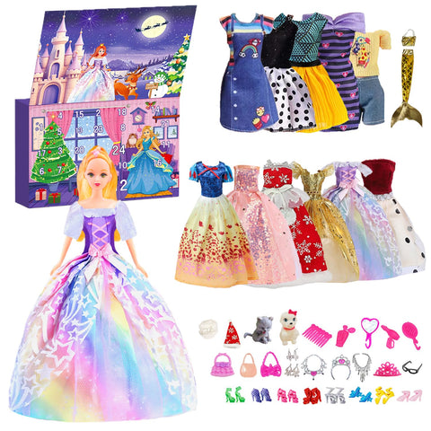 Advent Calendar 2024 Kids, Christmas Gifts for Girls 24 Day Countdown with Dolls Fashion Toys, Magical Pets & Accessories, Kids'Toys for Girls Aged 3+ Princess Advent Calendar 2024