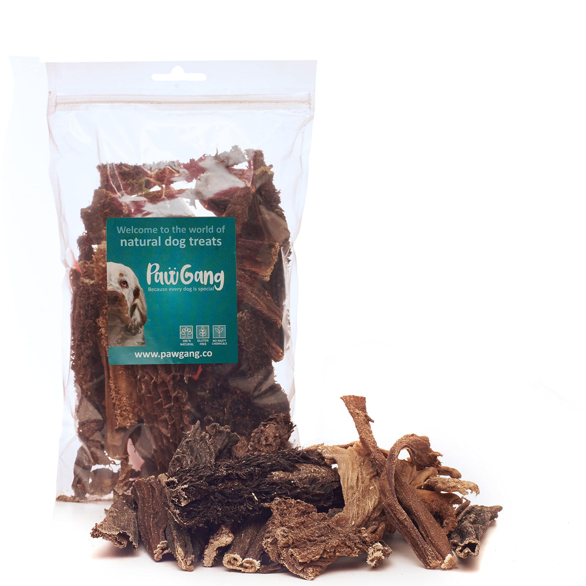 PawGang - Beef Tripe Rumen Gullet 200g - 100% Natural EU Sourced Treats for Dogs Puppies Young Adult Old Small Large Dog - Air Dried Chews Snacks - Healthy Hypoallergenic - Low Fat Grain Free BARF Raw
