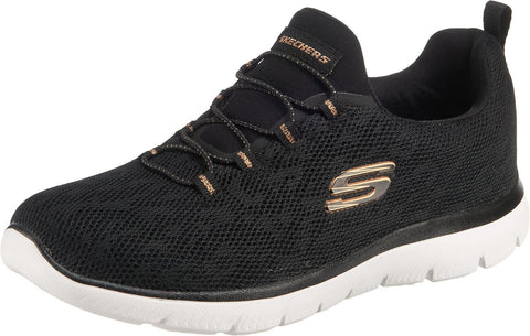 Skechers Women's Summits Leopard Spot Trainers, Black Black Mesh Rose Gold Trim Bkrg, 8