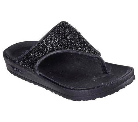 Skechers Women's Hooded 3 Pt Sandal, Black, 8