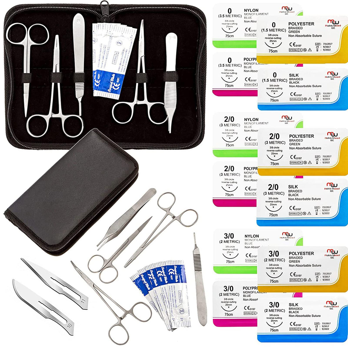 oiakus Biological Anatomy Kit, 22 Pieces Dissection Tool, Stainless Steel Dissection Scissors Dissection Needle Laboratory Equipment Tools with Probe Scissors Tweezers