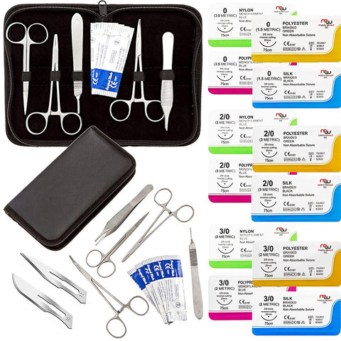 oiakus Biological Anatomy Kit, 22 Pieces Dissection Tool, Stainless Steel Dissection Scissors Dissection Needle Laboratory Equipment Tools with Probe Scissors Tweezers