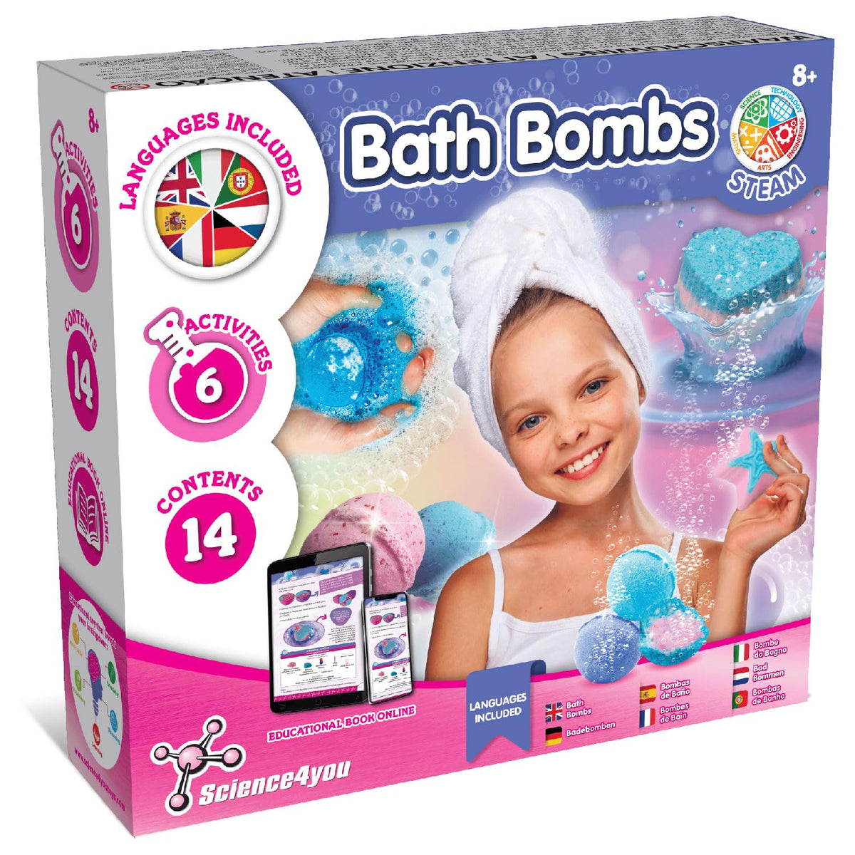 Science4you Make Your Own Bath Bombs Kids +8 Years Old-Educational Science Kits: 6 Scientific Experiments, Stem Toys, Creative Gift Set for Girls Ages 8 9 10, [Multiple]