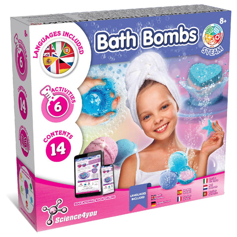 Science4you Make Your Own Bath Bombs Kids +8 Years Old-Educational Science Kits: 6 Scientific Experiments, Stem Toys, Creative Gift Set for Girls Ages 8 9 10, [Multiple]