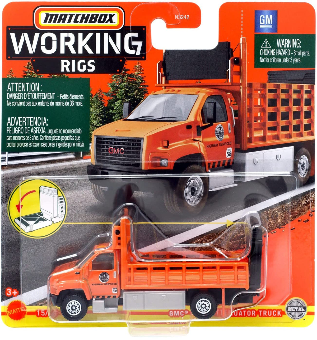 Matchbox GMC 3500 Attenuator Truck, [Orange] Working Rigs 15/16