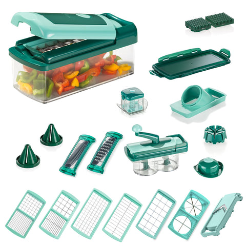 Genius Nicer Dicer Fusion Smart Set 28 Pieces + Twist - Fruit and Vegetable Cutter Vegetable Slicer Chopper Onion Cutter Tomato Cutter Manual