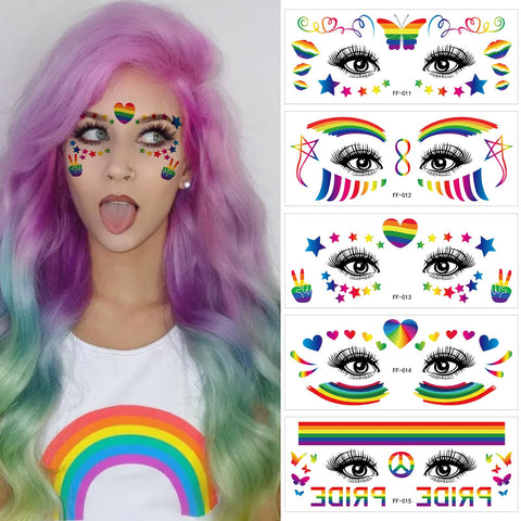 Generic Rainbow Temporary Tattoos 10 Sheets Gay Pirde Tattoos Butterfly/Heart/Rainbow Face Tattoos Waterproof LGBT Fake Tattoos Stickers for Rainbow Party Pirde Month Parades Celebrations Decorations