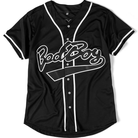 Bad Boy 10 Baseball Jersey, 90s Hip Hop Men Clothing for Birthday Party, Club and Pub Dress, Black2, XXL
