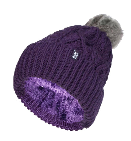 HEAT HOLDERS 1 Ladies Genuine Heatweaver Thermal Winter Warm HAT 5 Variations - Alesund, Nora, Solna, Areden, Lund (Purple - SOLNA)