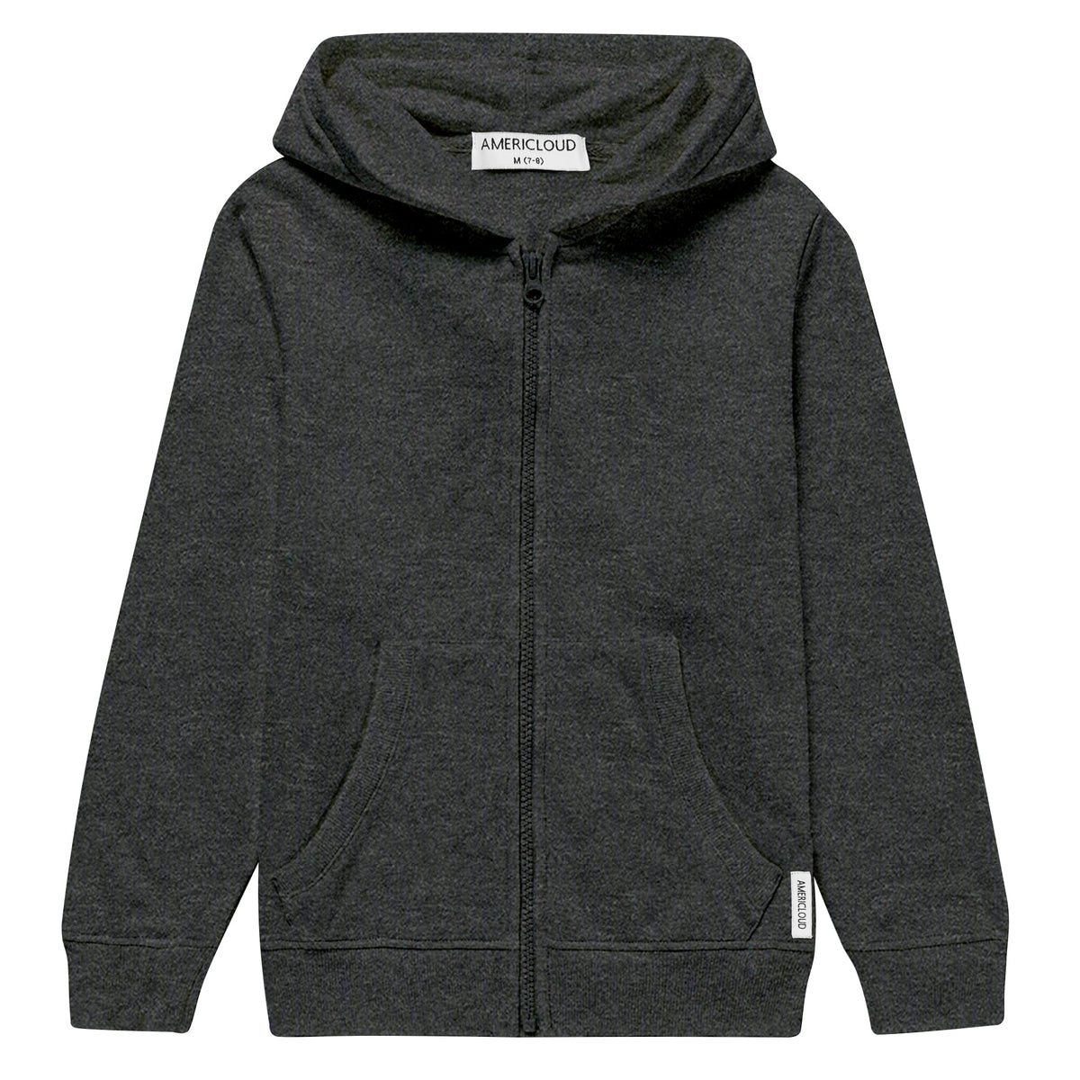 AMERICLOUD Kids Zip Up Hoodie Soft Brushed Fleece Hooded Sweatshirt Zipper Hoodies with Pockets Sport Jacket for Boys and Girls 3-12 Years (dark gray-s)
